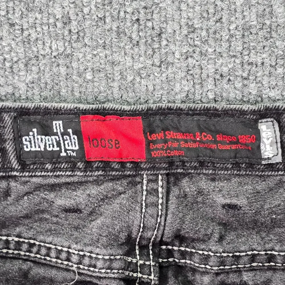 Vintage Levis Silver Tab Jeans Mens 36x34 (34x33) Loose Faded Black Denim USA